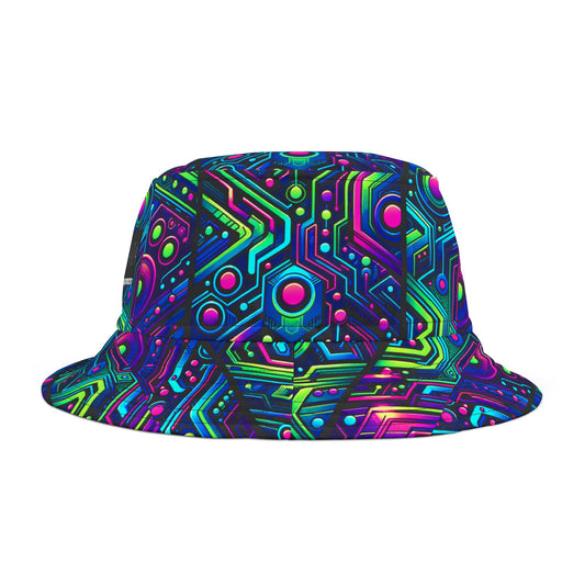 Tech-Infused Neon Tech-Forward Streetwear Bucket Hat - 8404 Design-44