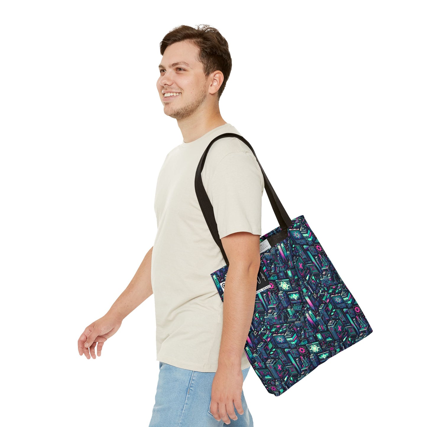 Digital Rebellion Tech-Inspired Streetwear Tote Bag - 8404 Design-58