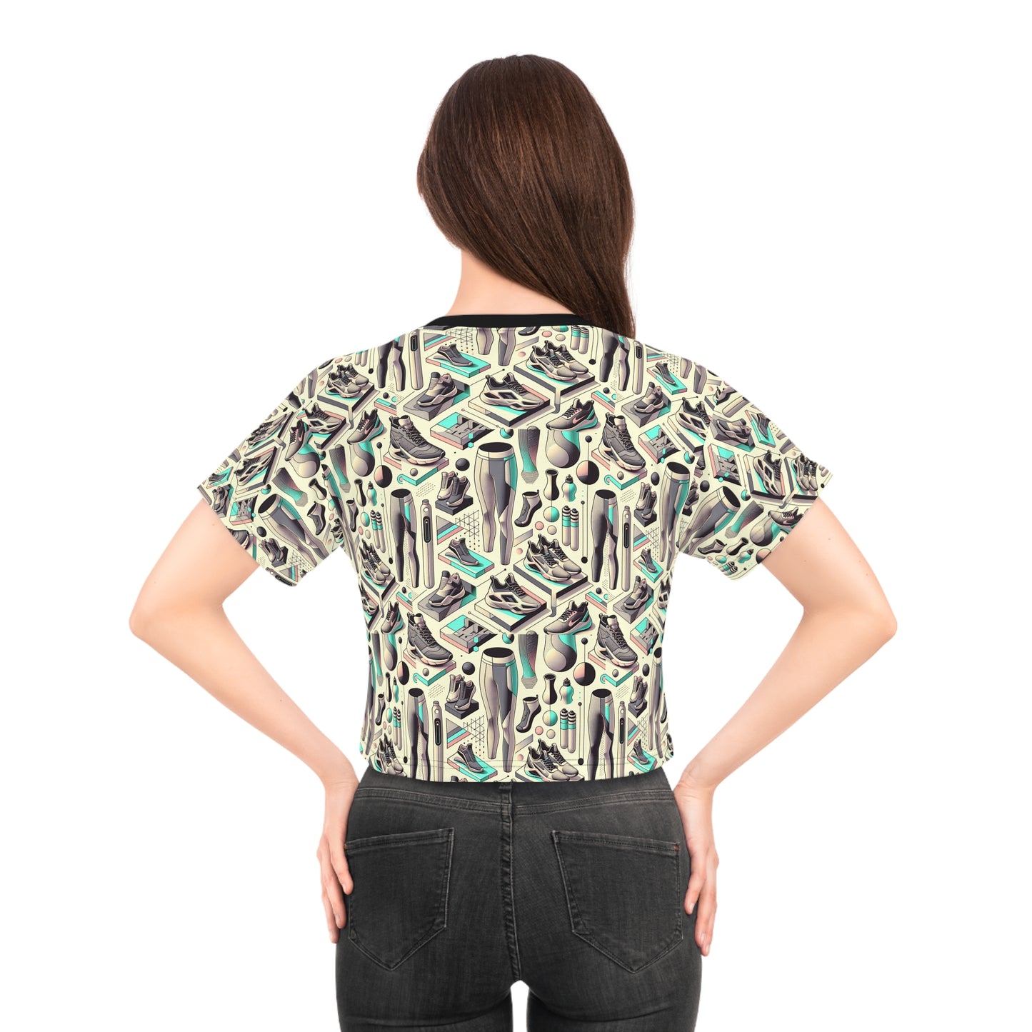 Tech-Infused Athleisure Futuristic Athletic Tech Crop Tee - 8404 Design-44