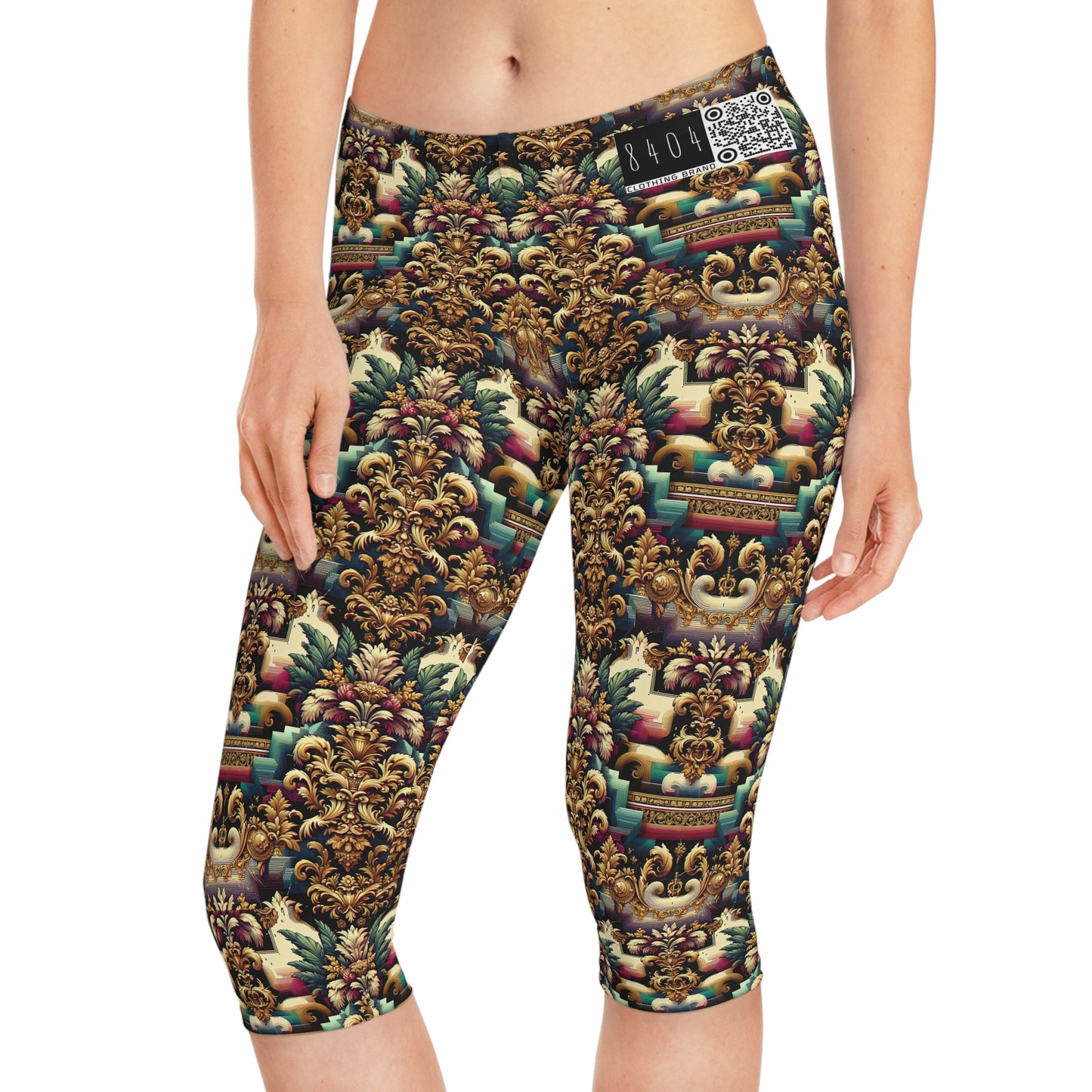 Digital Renaissance Modern Baroque Fusion Women's Capri Leggings - 8404 Design-60