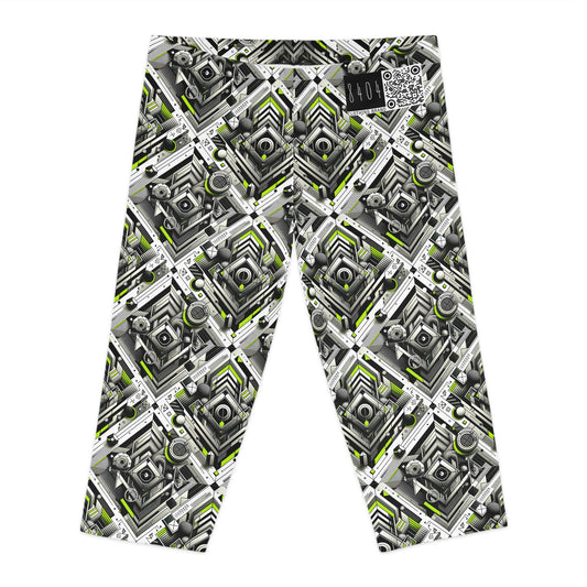 Elevated Sporty Tech Tech-Forward Streetwear Women's Capri Leggings - 8404 Design-70