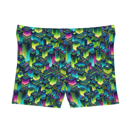 Tech-Infused Neon Tech-Forward Streetwear Women's Shorts - 8404 Design-65