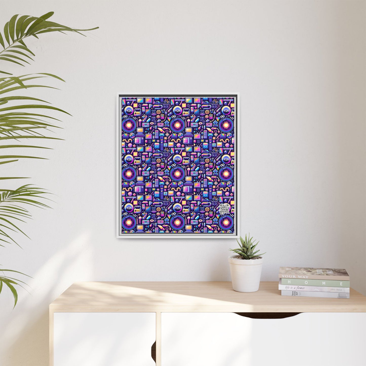 Digital Nostalgia Modern Retro Fusion Matte Canvas, Framed (multi-Color) - 8404 Design-64 B