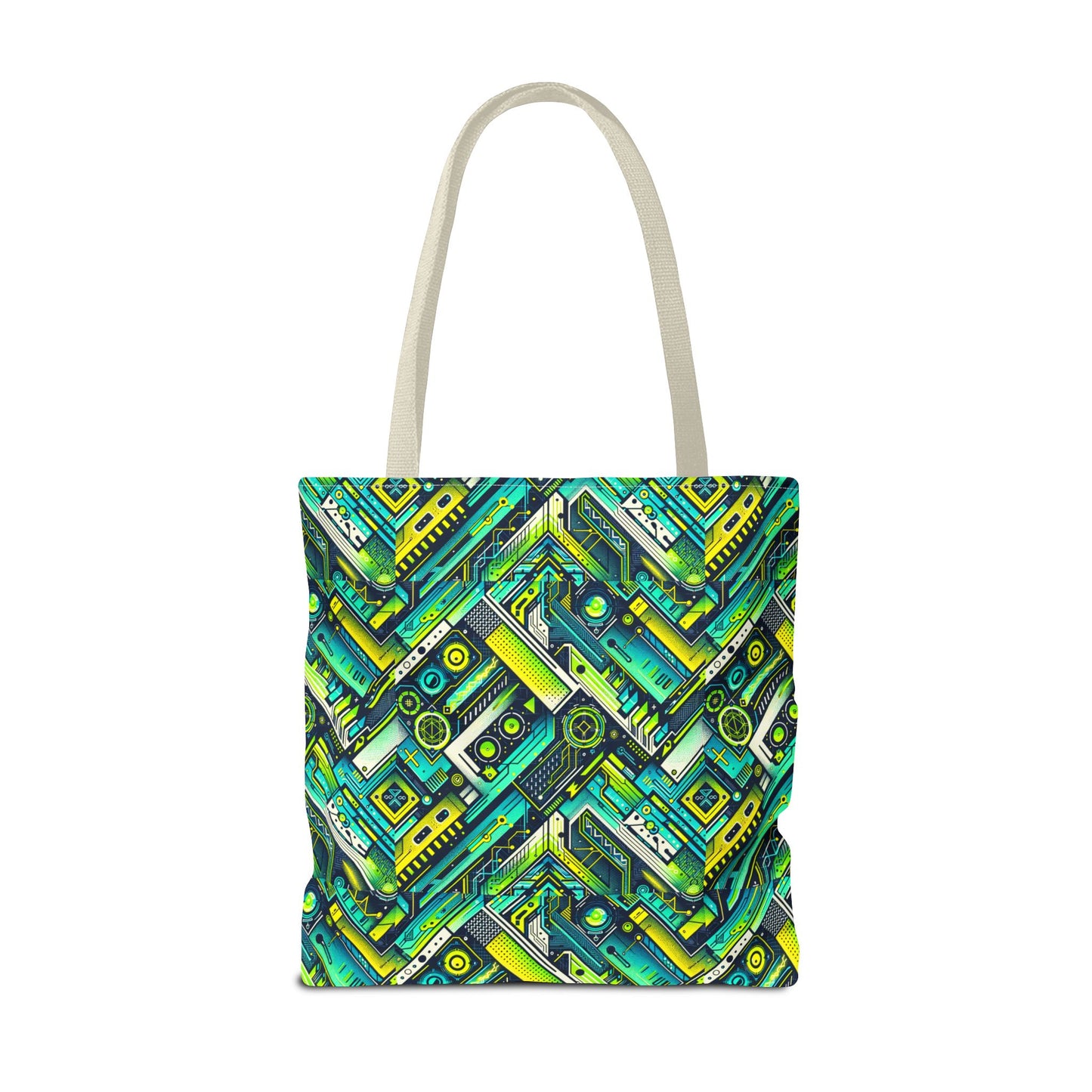 Tech-Infused Neon Tech-Forward Streetwear Tote Bag - 8404 Design-52