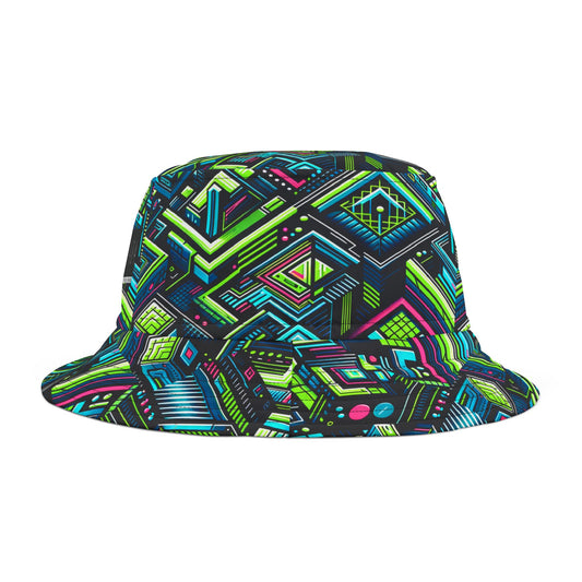 Tech Neon Fusion Tech-Forward Streetwear Bucket Hat - 8404 Design-51
