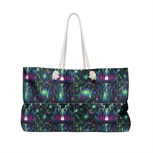 Tech Noir Aesthetics Tech-Forward Urban Dystopia Weekender Bag - 8404 Design-54