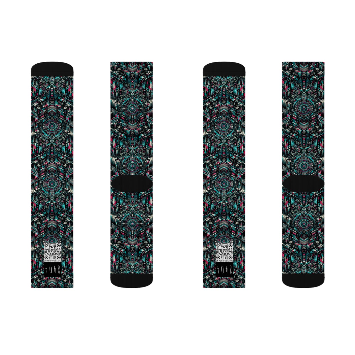 Digital Rebellion Tech-Inspired Streetwear Sublimation Socks - 8404 Design-54