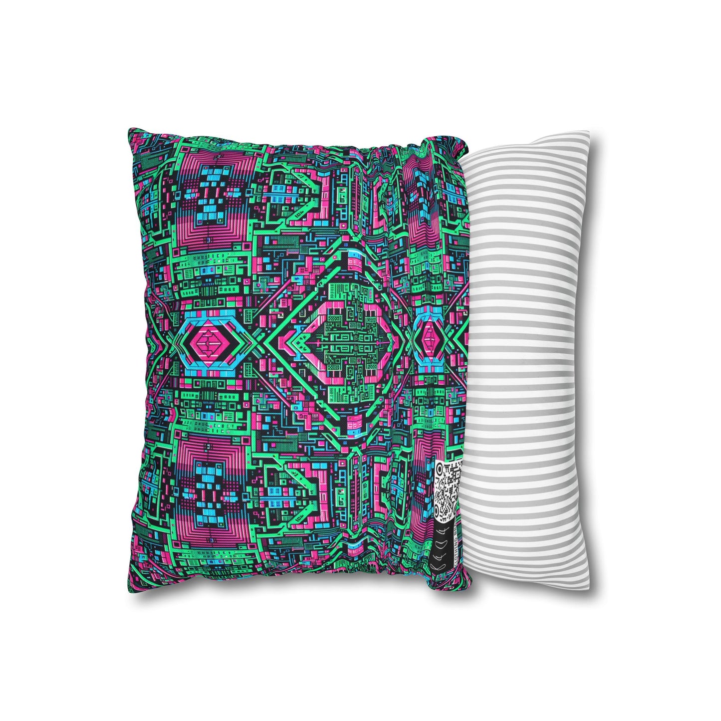 Digital Glitch Vibes Tech-Inspired Streetwear Spun Polyester Square Pillowcase - 8404 Design-71