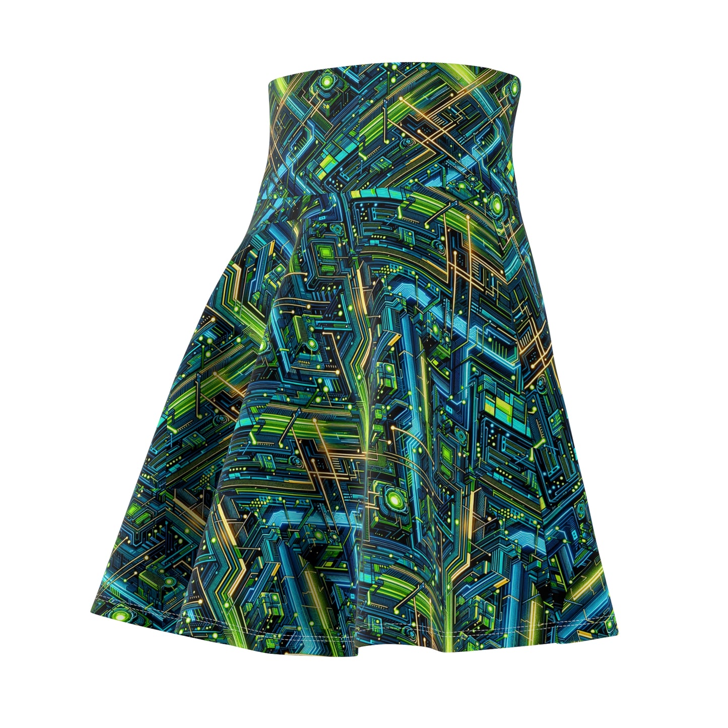 Tech-Infused Neon Tech-Forward Streetwear Women's Skater Skirt - 8404 Design-54