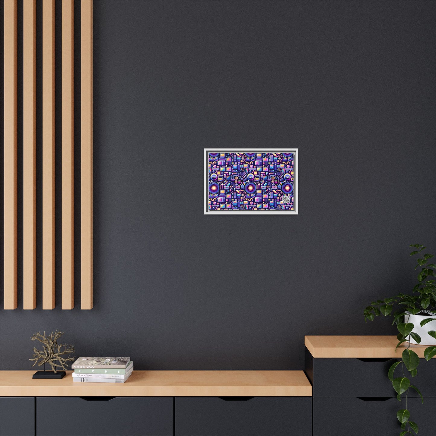 Digital Nostalgia Modern Retro Fusion Matte Canvas, Framed (multi-Color) - 8404 Design-64 B