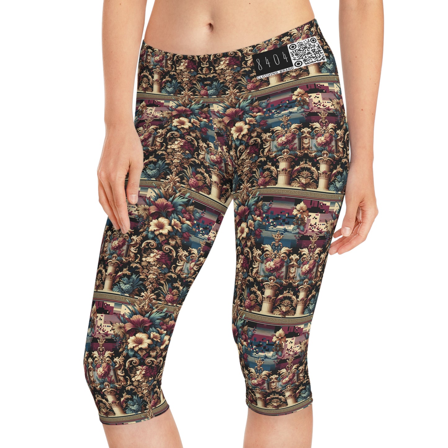 Digital Renaissance Modern Baroque Fusion Women's Capri Leggings - 8404 Design-58