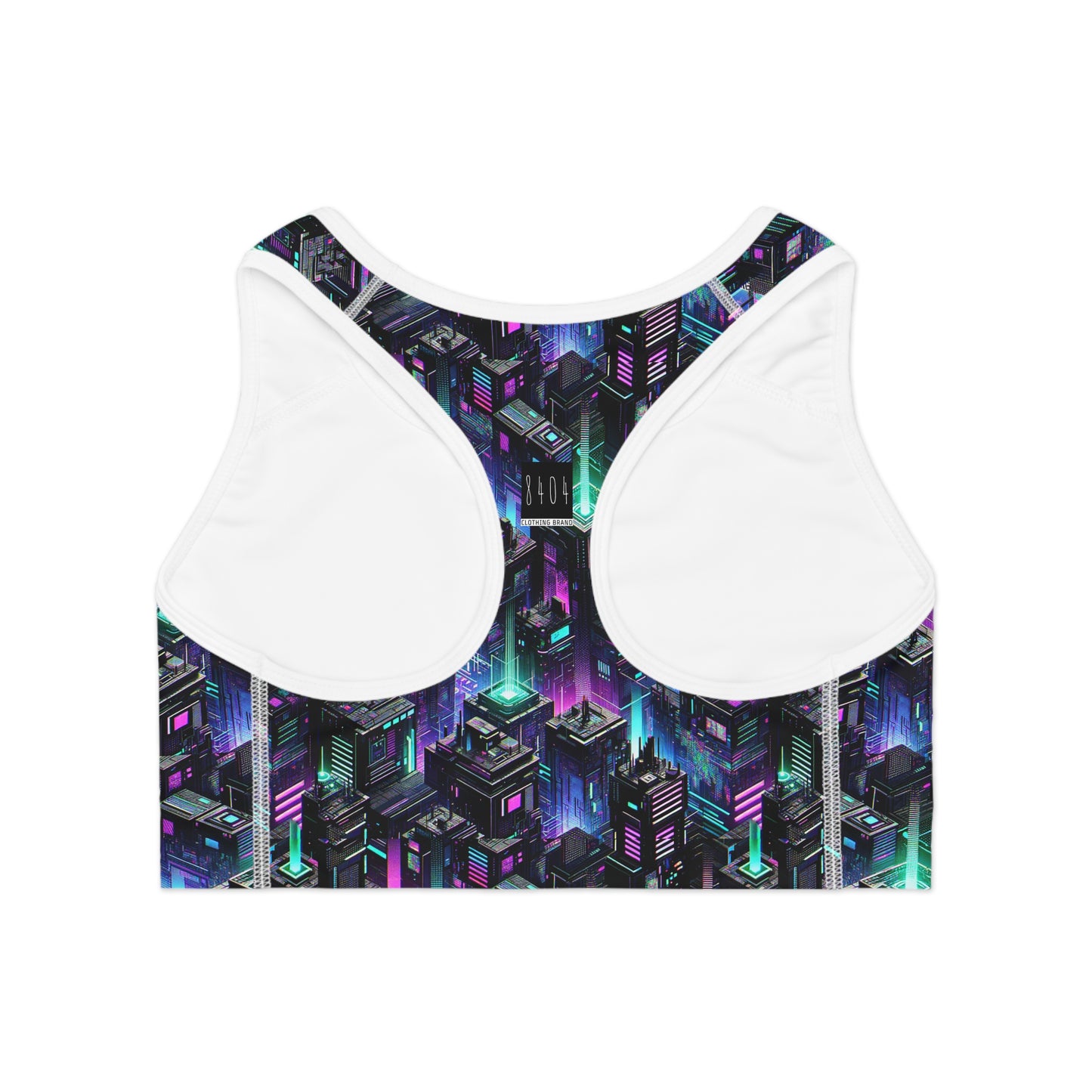 Tech Noir Graphics Futuristic Tech Aesthetics Sports Bra - 8404 Design-55