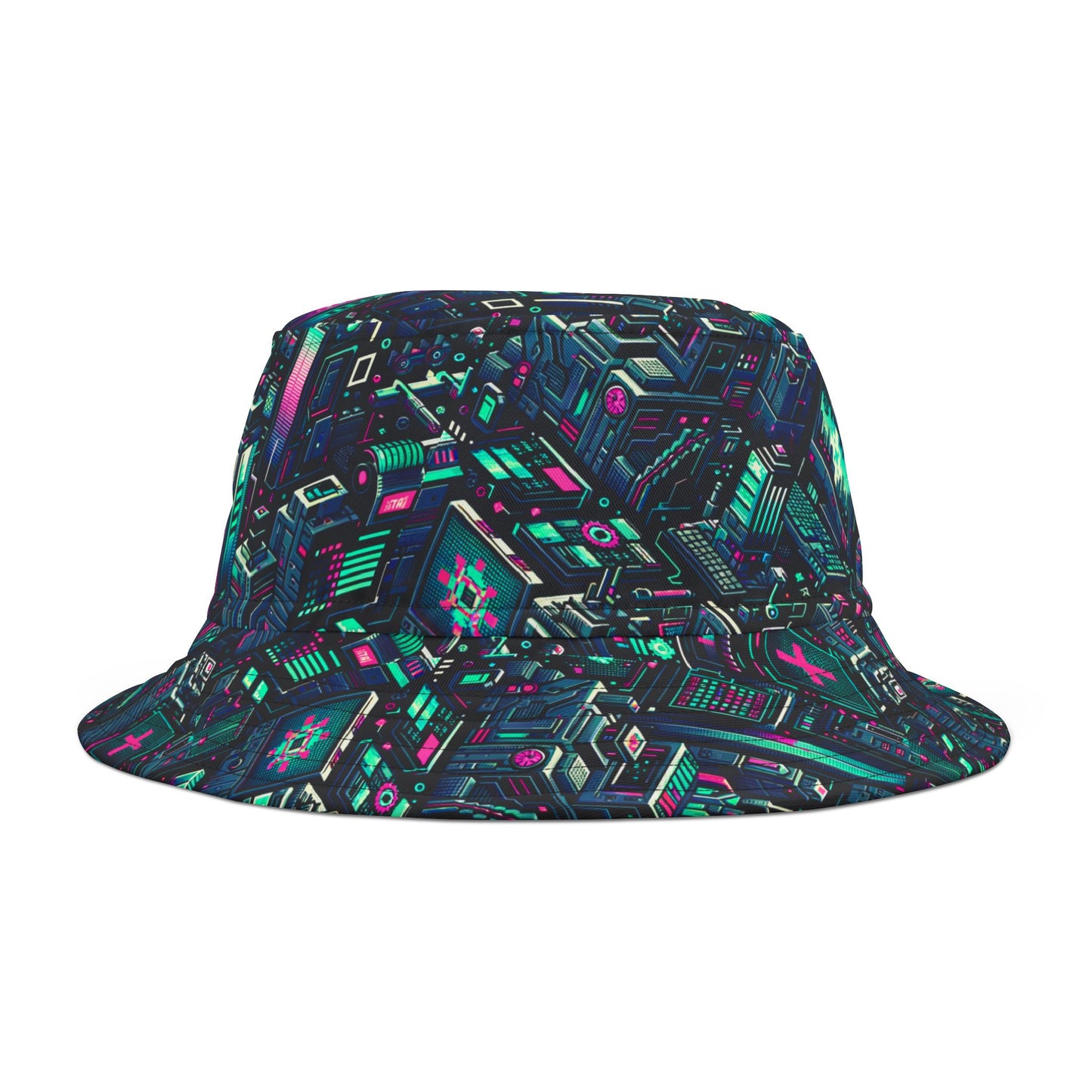 Digital Rebellion Tech-Inspired Streetwear Bucket Hat - 8404 Design-58