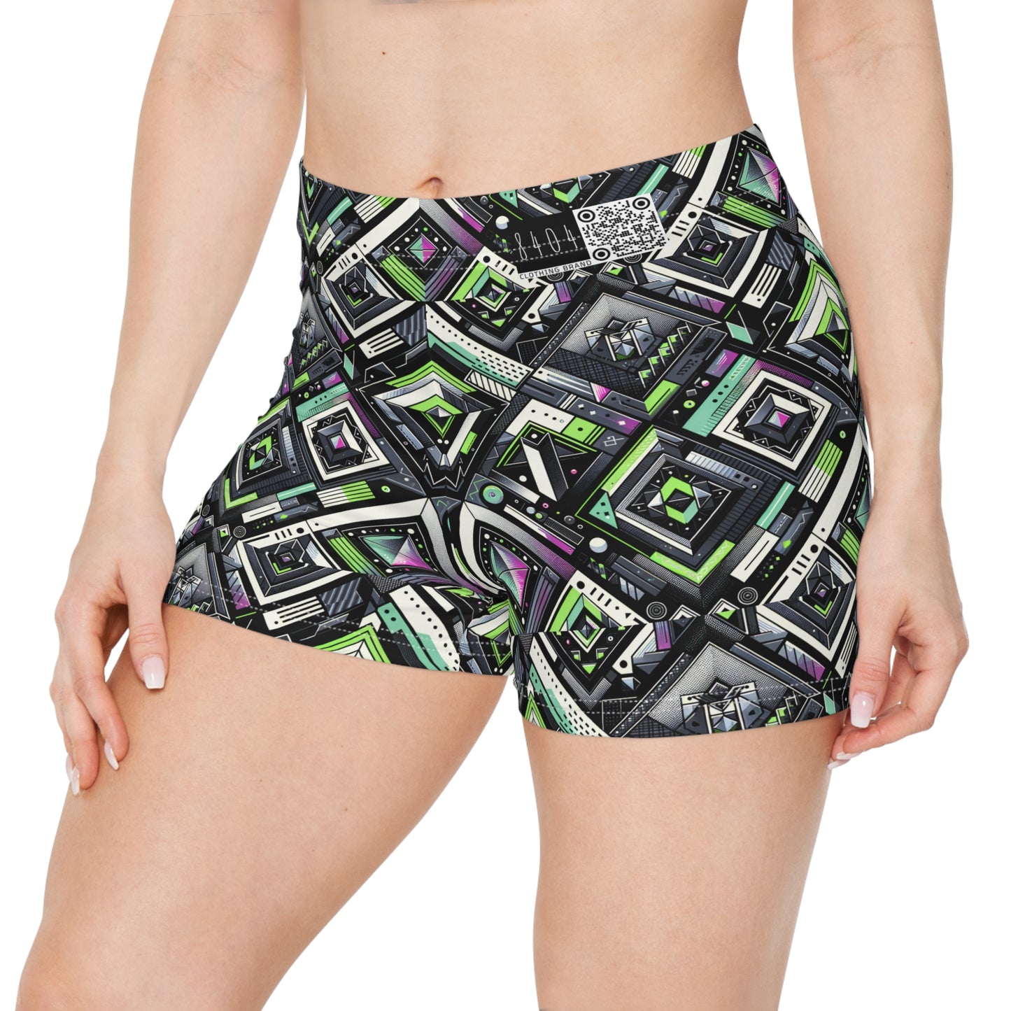 Retro Futurism Graphics Tech-Forward Streetwear Women's Shorts - 8404 Design-48