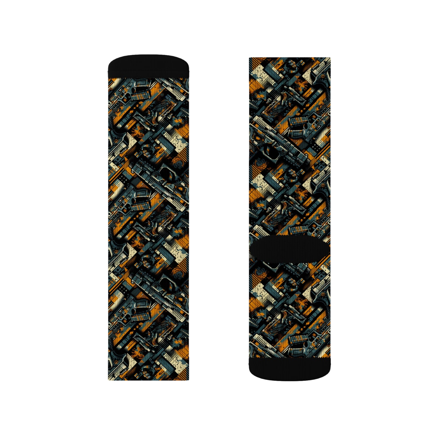 Digital Punk Futuristic Grunge Sublimation Socks - 8404 Design-47