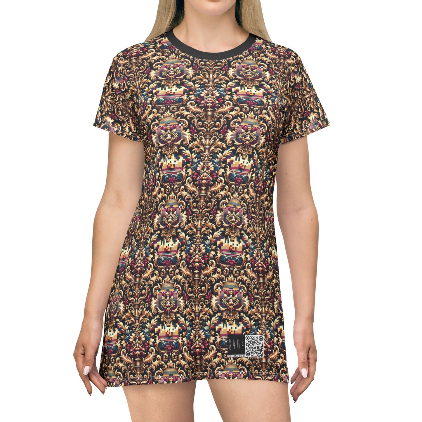 Digital Renaissance Modern Baroque Fusion T-Shirt Dress - 8404 Design-53