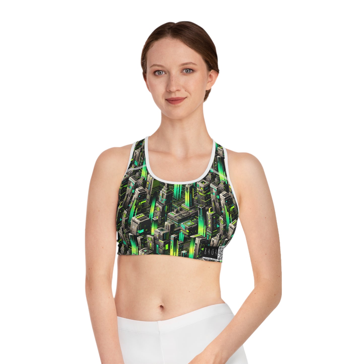 Digital Rebellion Tech-Forward Streetwear Sports Bra - 8404 Design-63