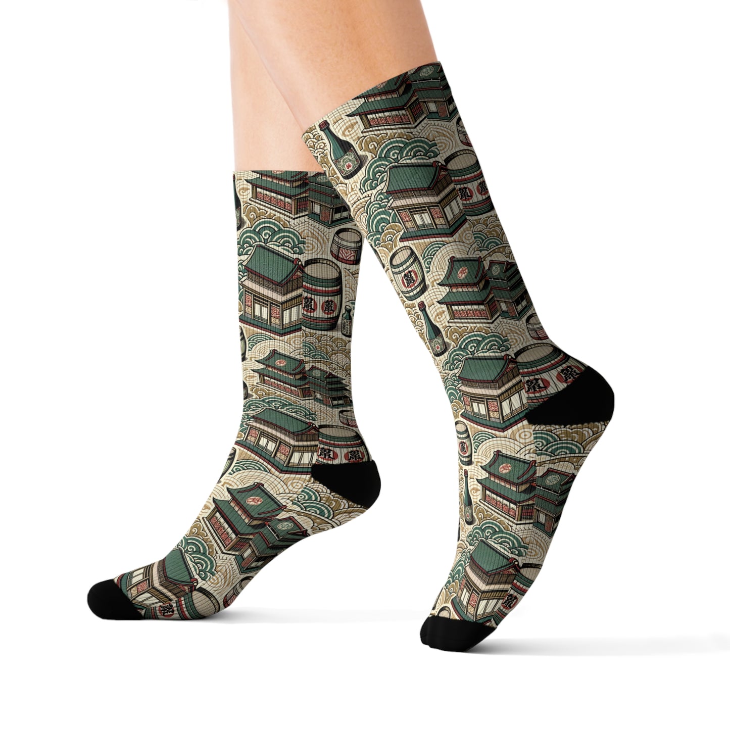 Cultural Artisanal Fusion Contemporary Cultural Elegance Sublimation Socks - 8404 Design-68