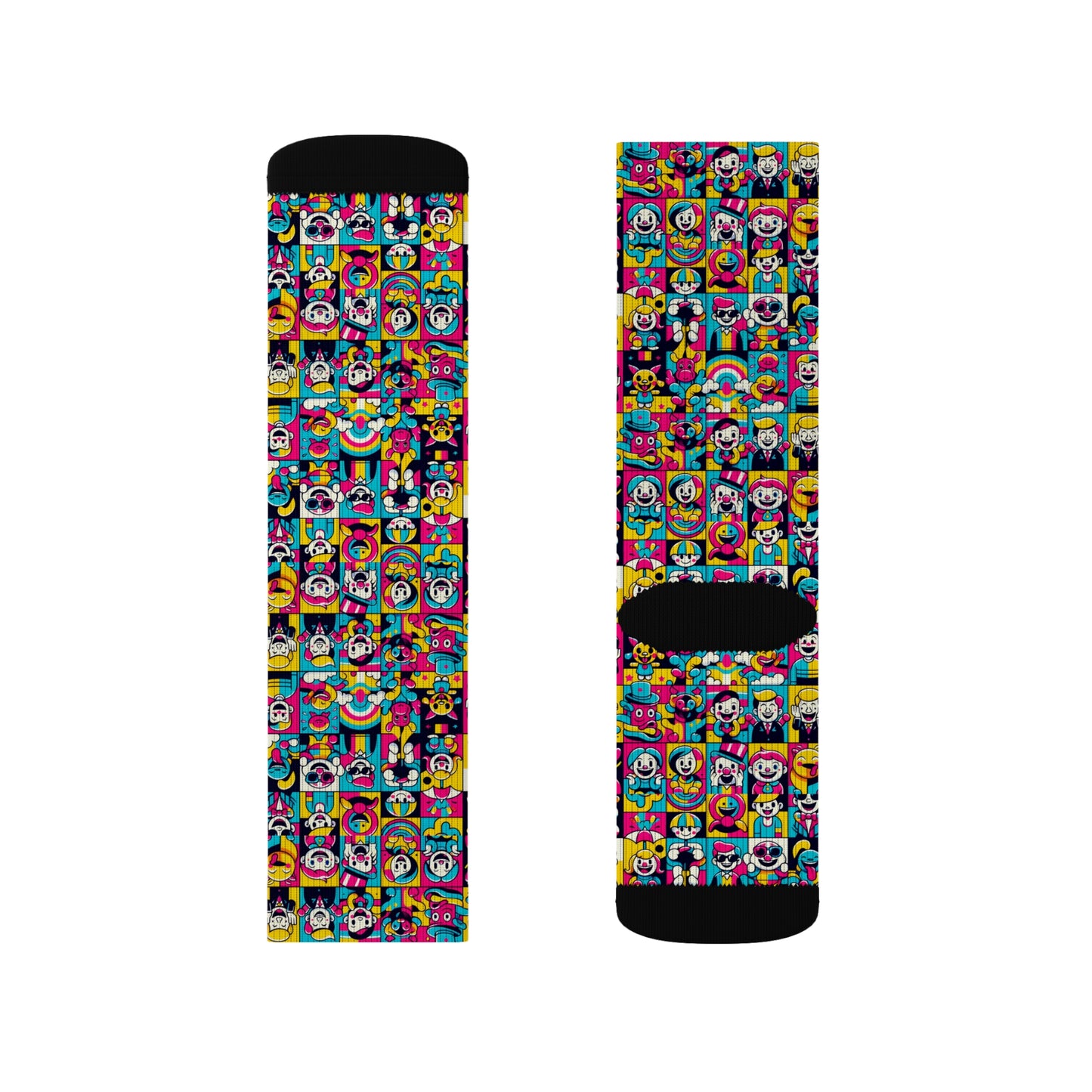 Neon Pop Playful Pop Culture Mashup Sublimation Socks - 8404 Design-60