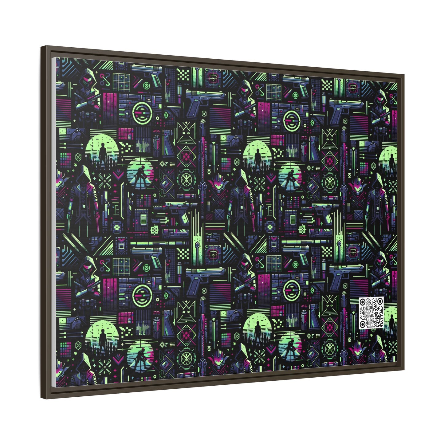Tech Noir Futuristic Cyberpunk Matte Canvas, Framed (multi-Color) - 8404 Design-63 A