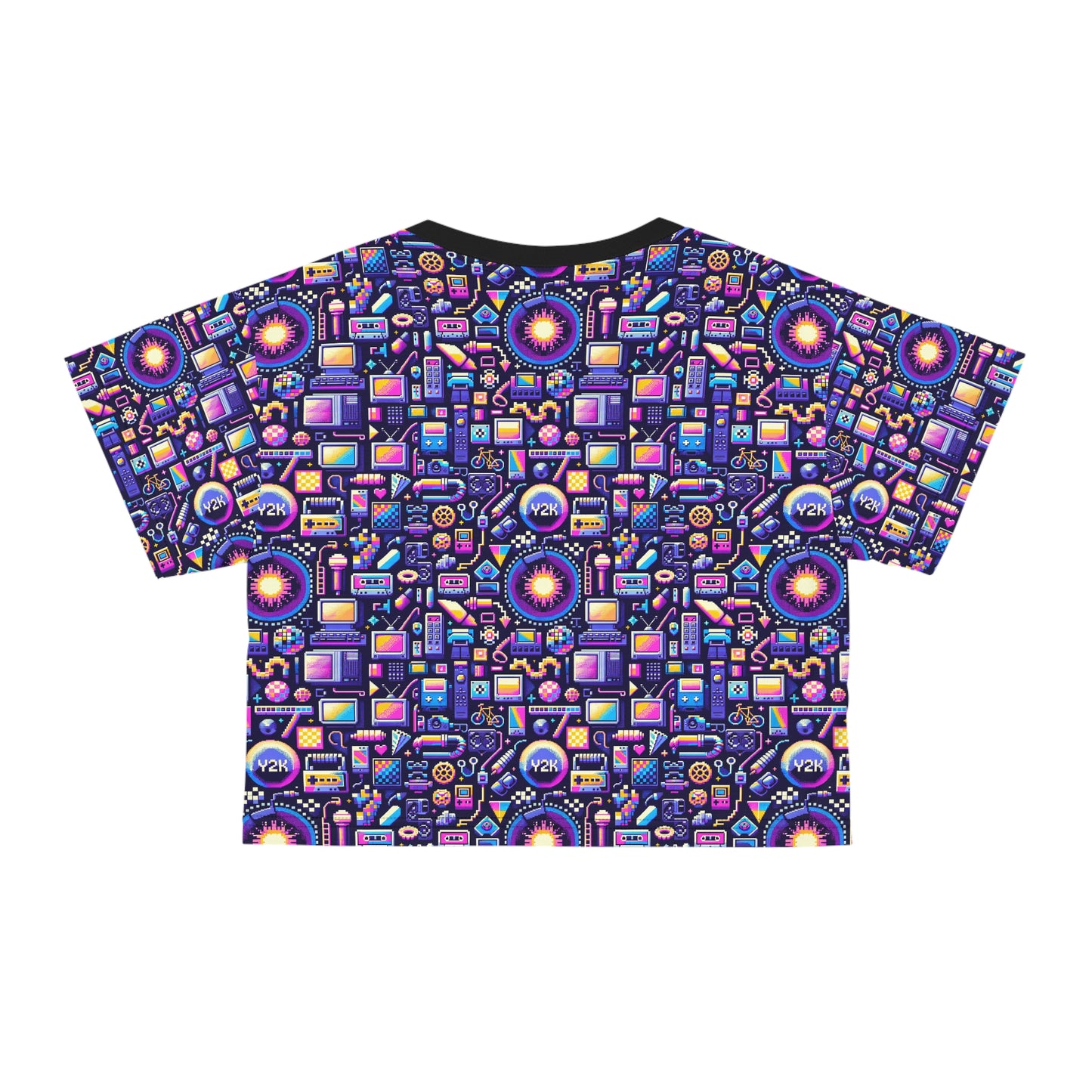 Digital Nostalgia Modern Retro Fusion Crop Tee - 8404 Design-64