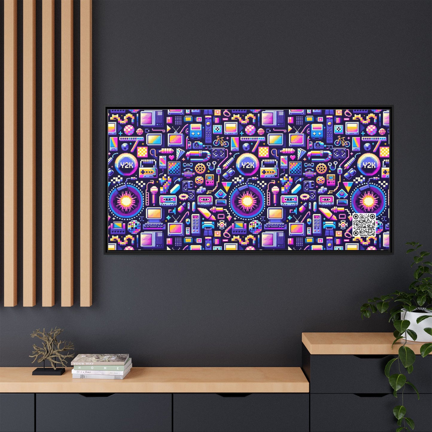 Digital Nostalgia Modern Retro Fusion Matte Canvas, Framed (multi-Color) - 8404 Design-64 B