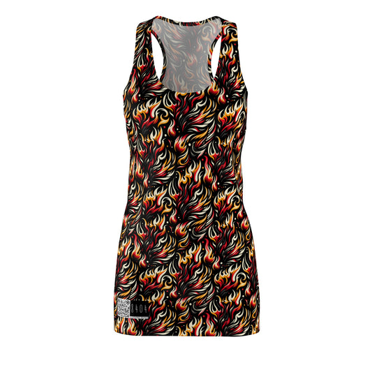 Fire & Flames Bold Streetwear Statement Women's Cut & Sew Racerback Dress - 8404 Design-60