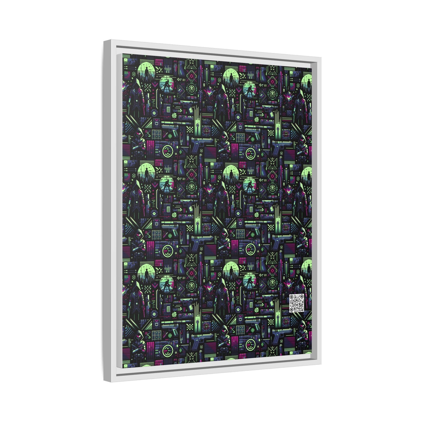 Tech Noir Futuristic Cyberpunk Matte Canvas, Framed (multi-Color) - 8404 Design-63 A