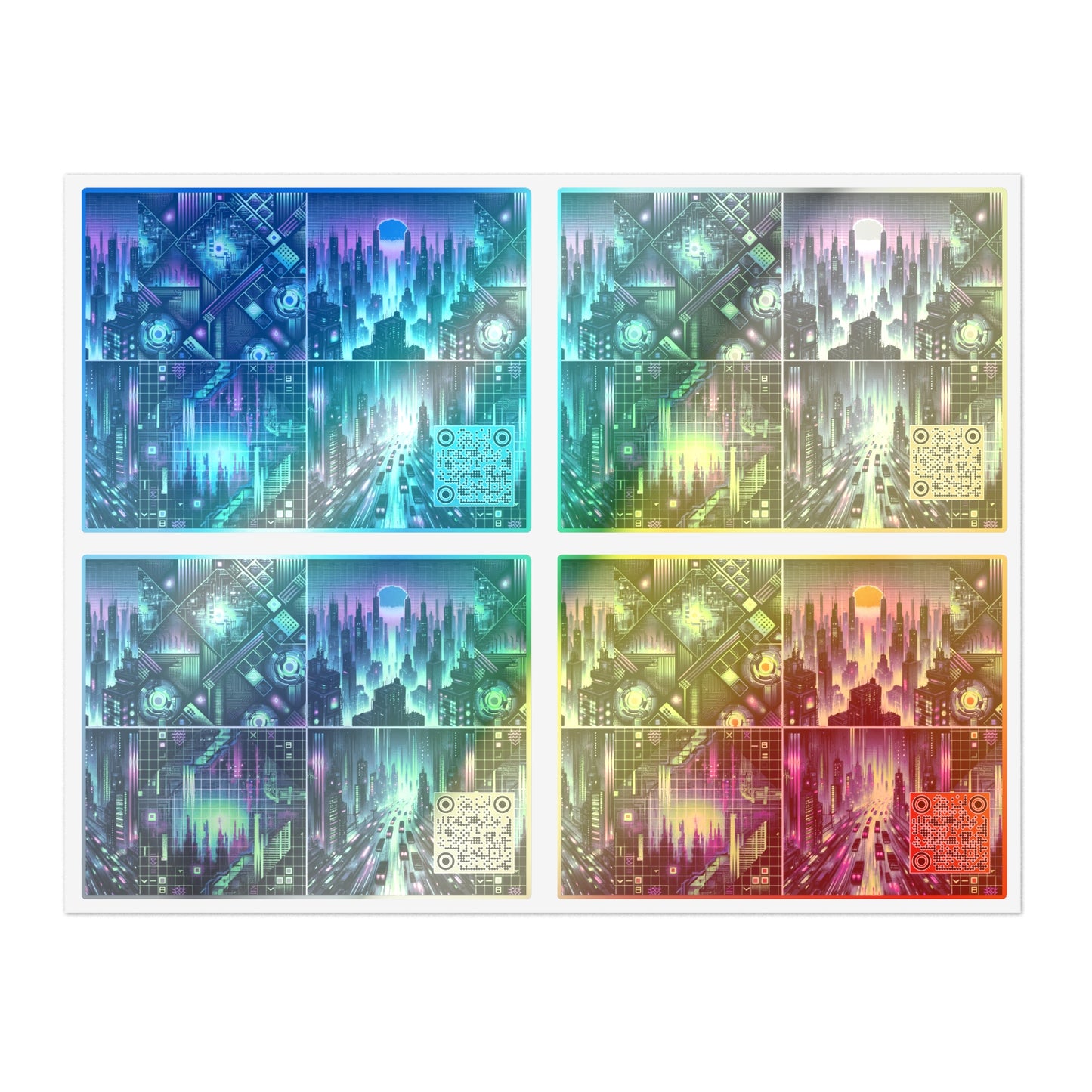 Tech Noir Aesthetics Tech-Forward Urban Dystopia Sticker Sheets - 8404 Design-54