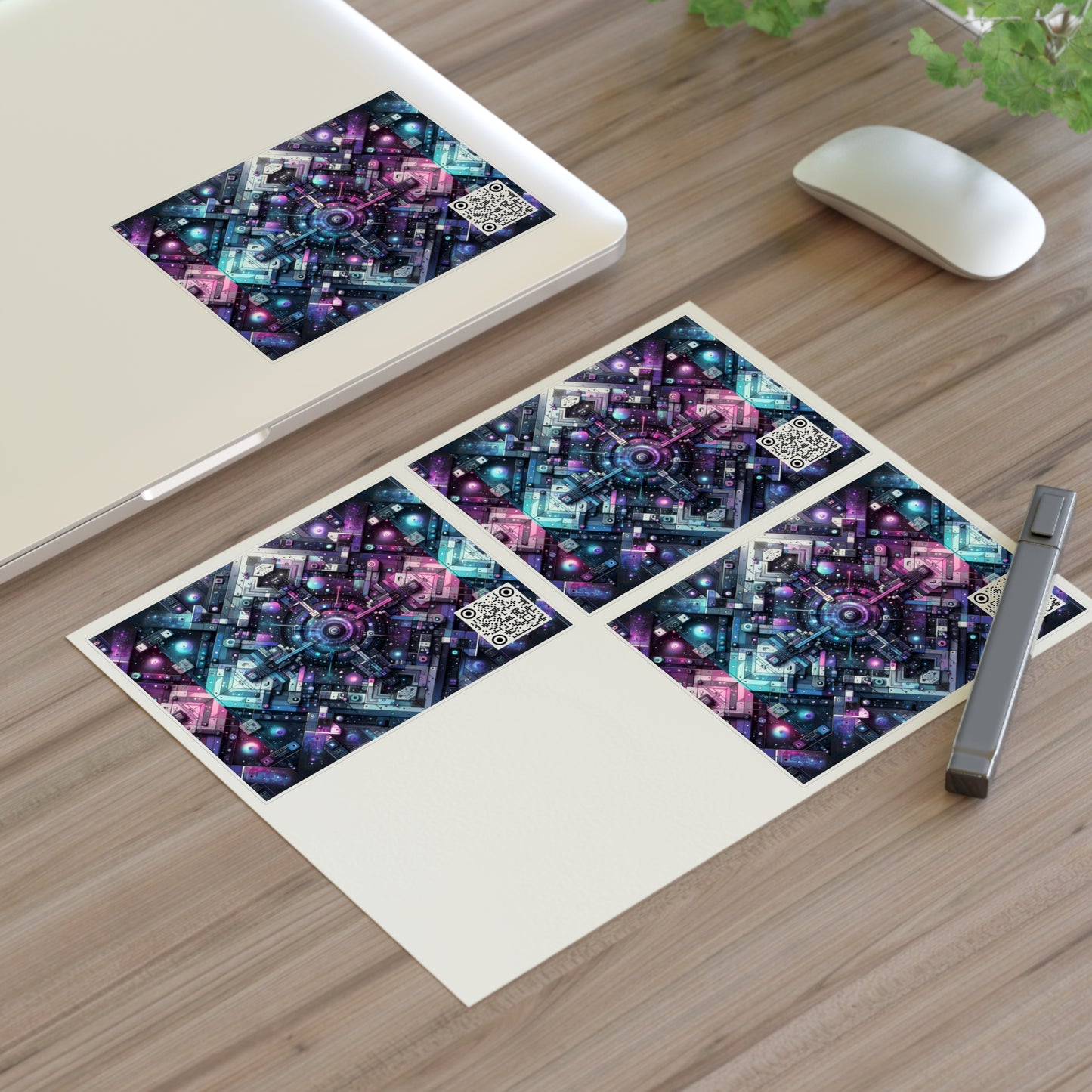 Galactic Hues Tech-Forward Cosmic Fusion Sticker Sheets - 8404 Design-54