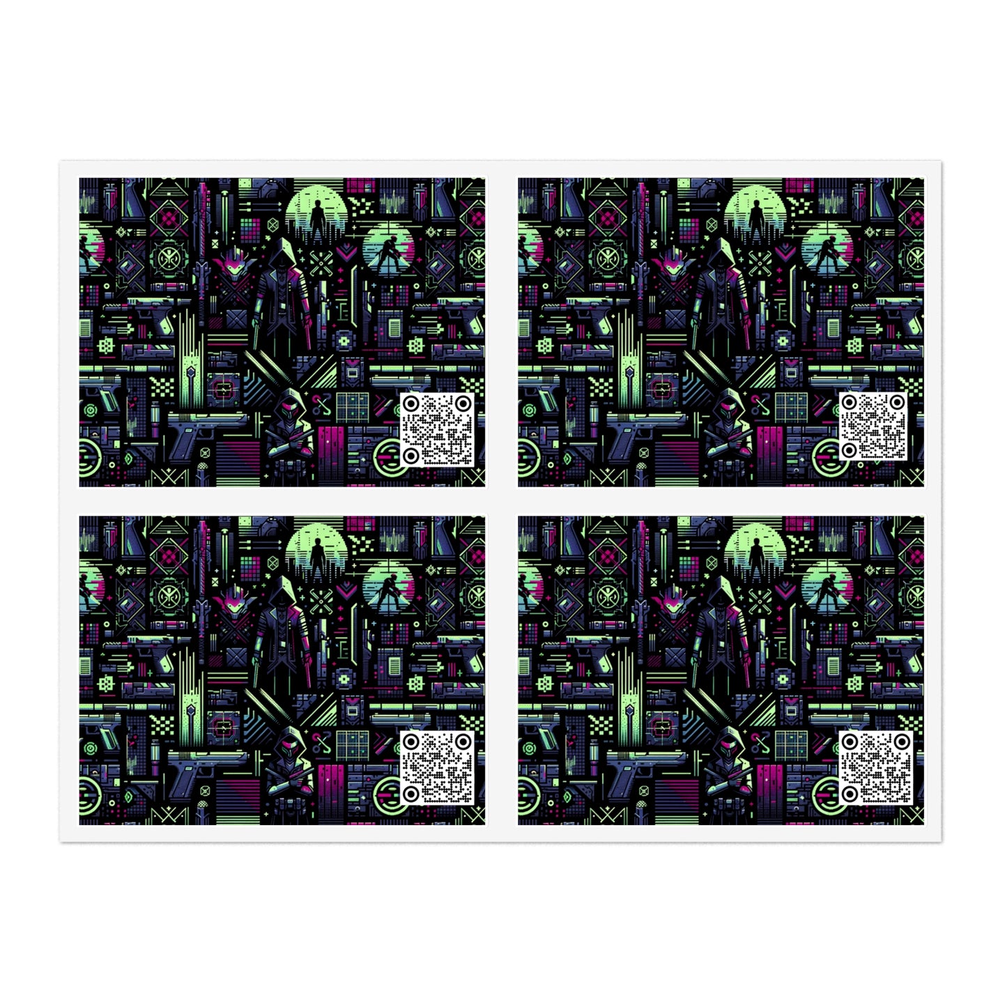 Tech Noir Futuristic Cyberpunk Sticker Sheets - 8404 Design-63