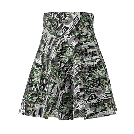 Tech Camo Fusion Tech-Forward Streetwear With a Futuristic Edge Women's Skater Skirt - 8404 Design-46