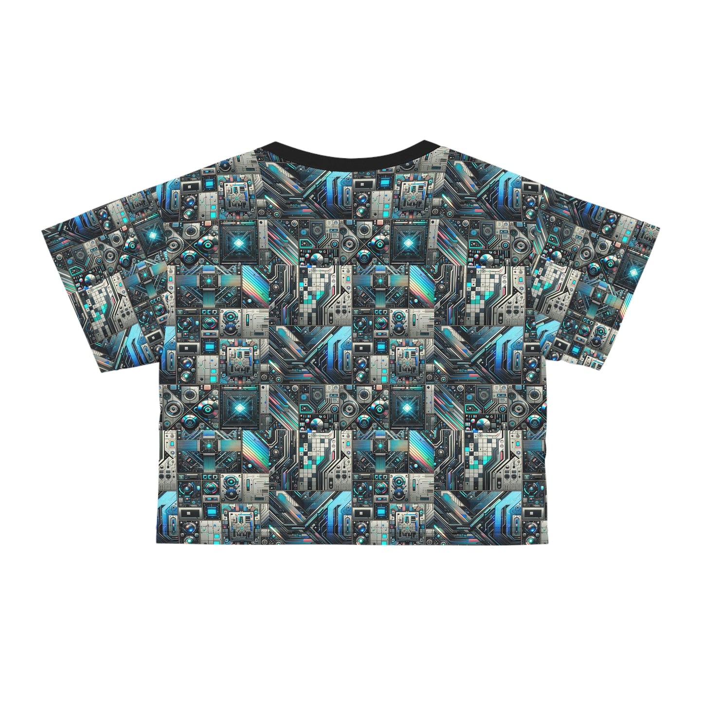 Tech-Infused Futurism Sleek Tech Edge Crop Tee - 8404 Design-48