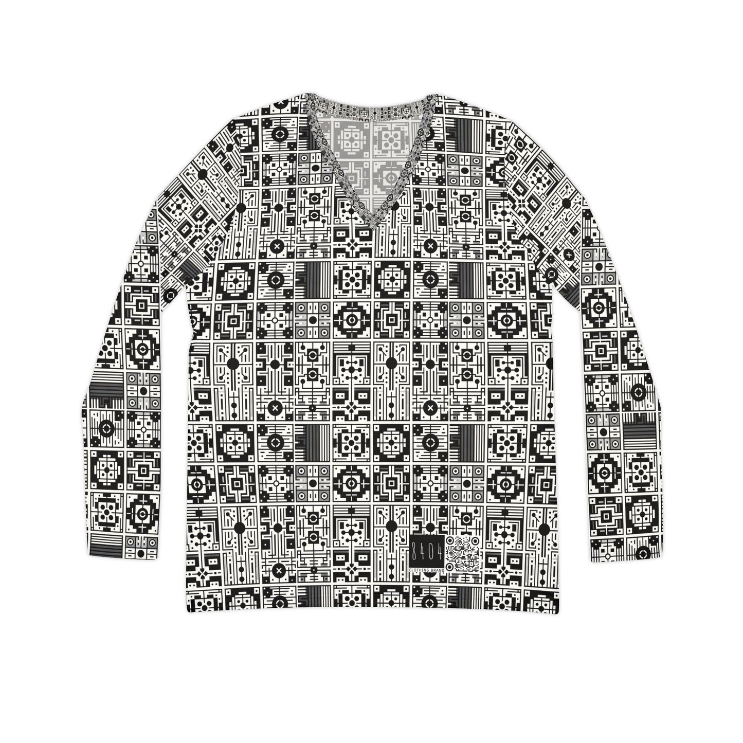Digital Minimalism Minimalist Tech Women's Long Sleeve V-Neck Shirt - 8404 Design-55
