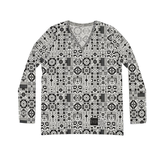 Digital Minimalism Minimalist Tech Women's Long Sleeve V-Neck Shirt - 8404 Design-55