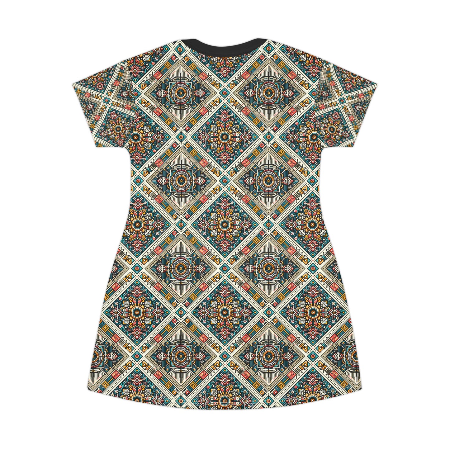 Cultural Fusion Tech Blend of Cultural Heritage With Tech-Inspired Elements T-Shirt Dress - 8404 Design-64