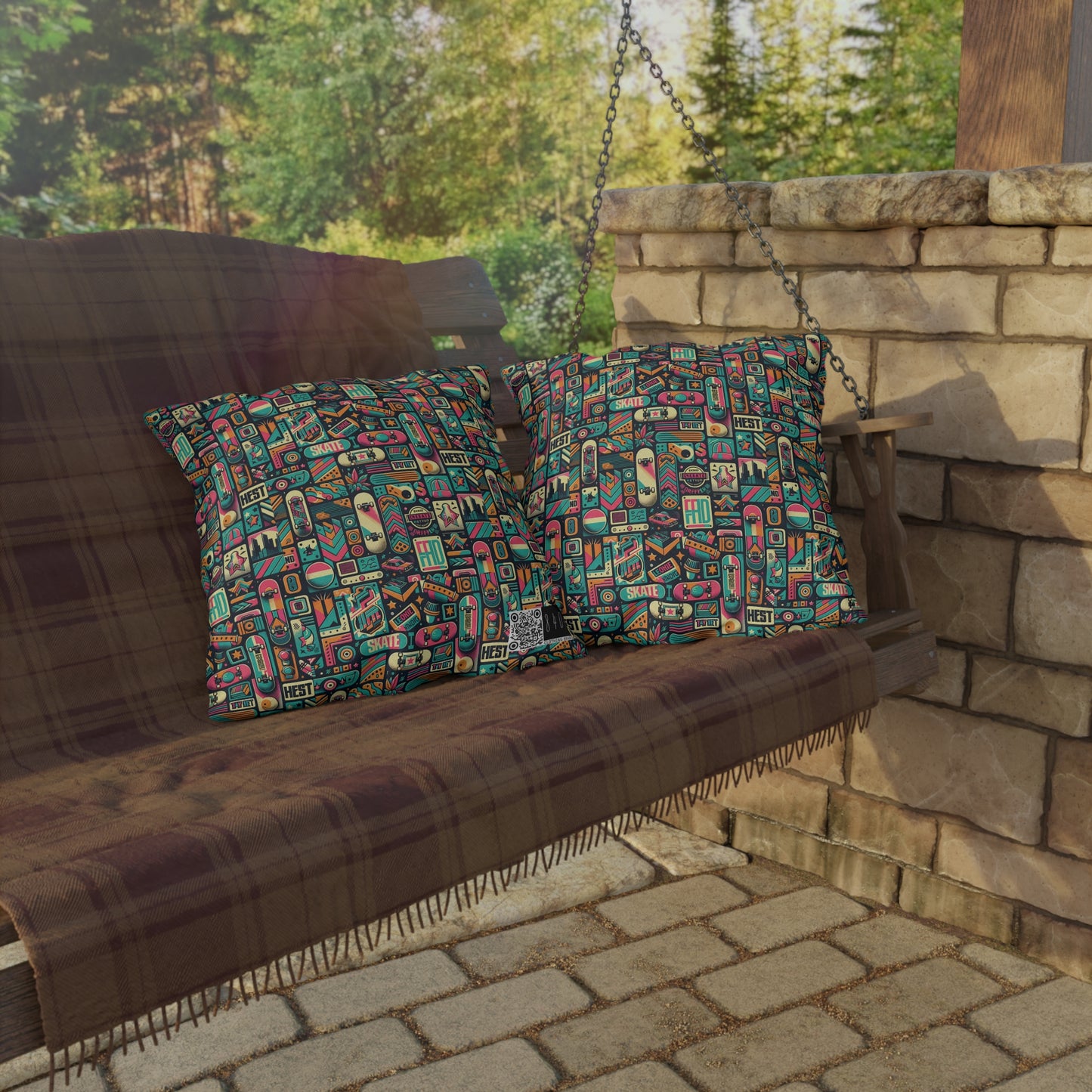Skate Culture Revival Urban Retro Cool Outdoor Pillow - 8404 Design-61