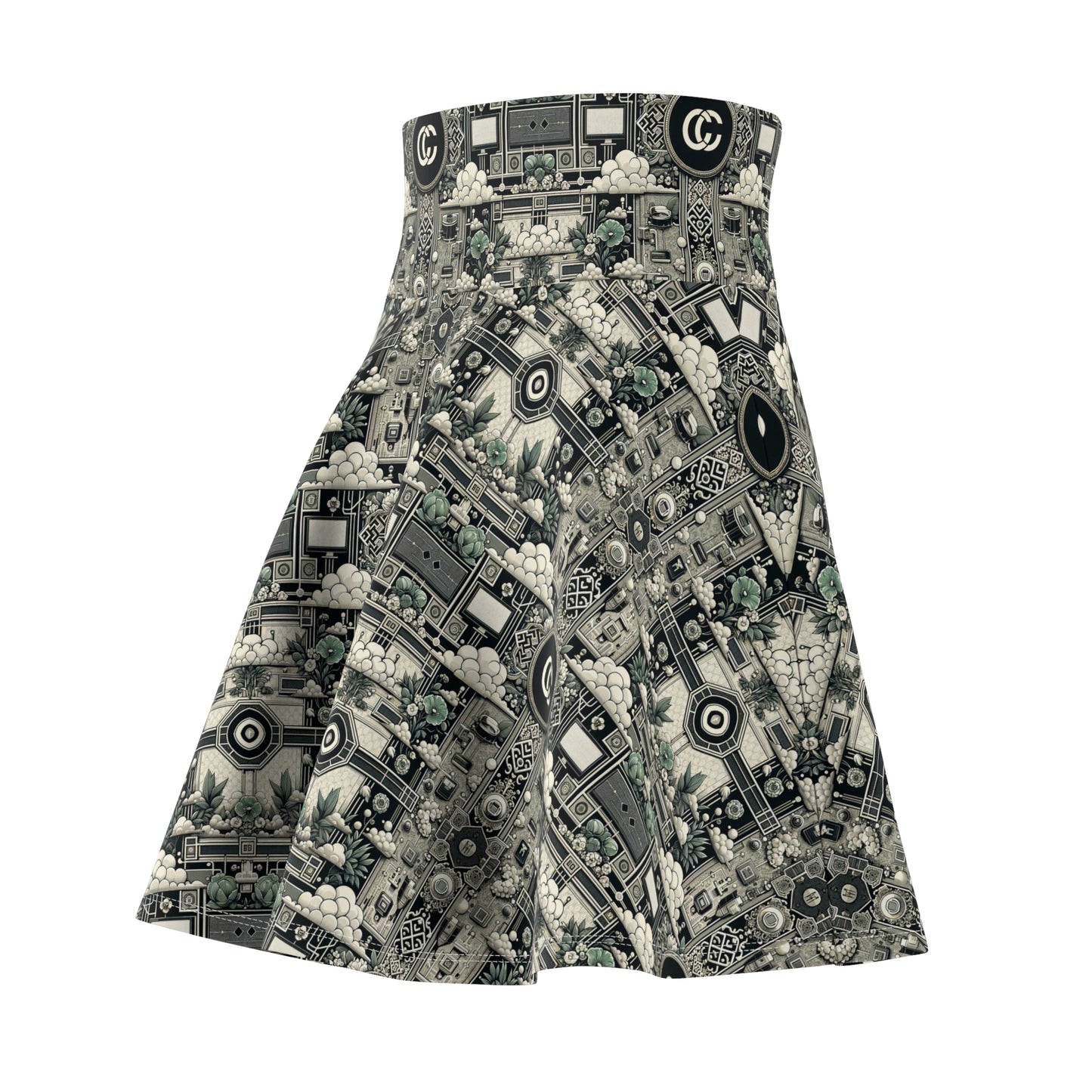 Cyber Garden Party Tech Garden Extravaganza Women's Skater Skirt - 8404 Design-54