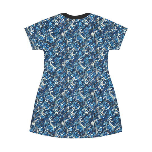 Tech Urban Camo Tech-Forward Streetwear With a Futuristic Military Edge T-Shirt Dress - 8404 Design-39