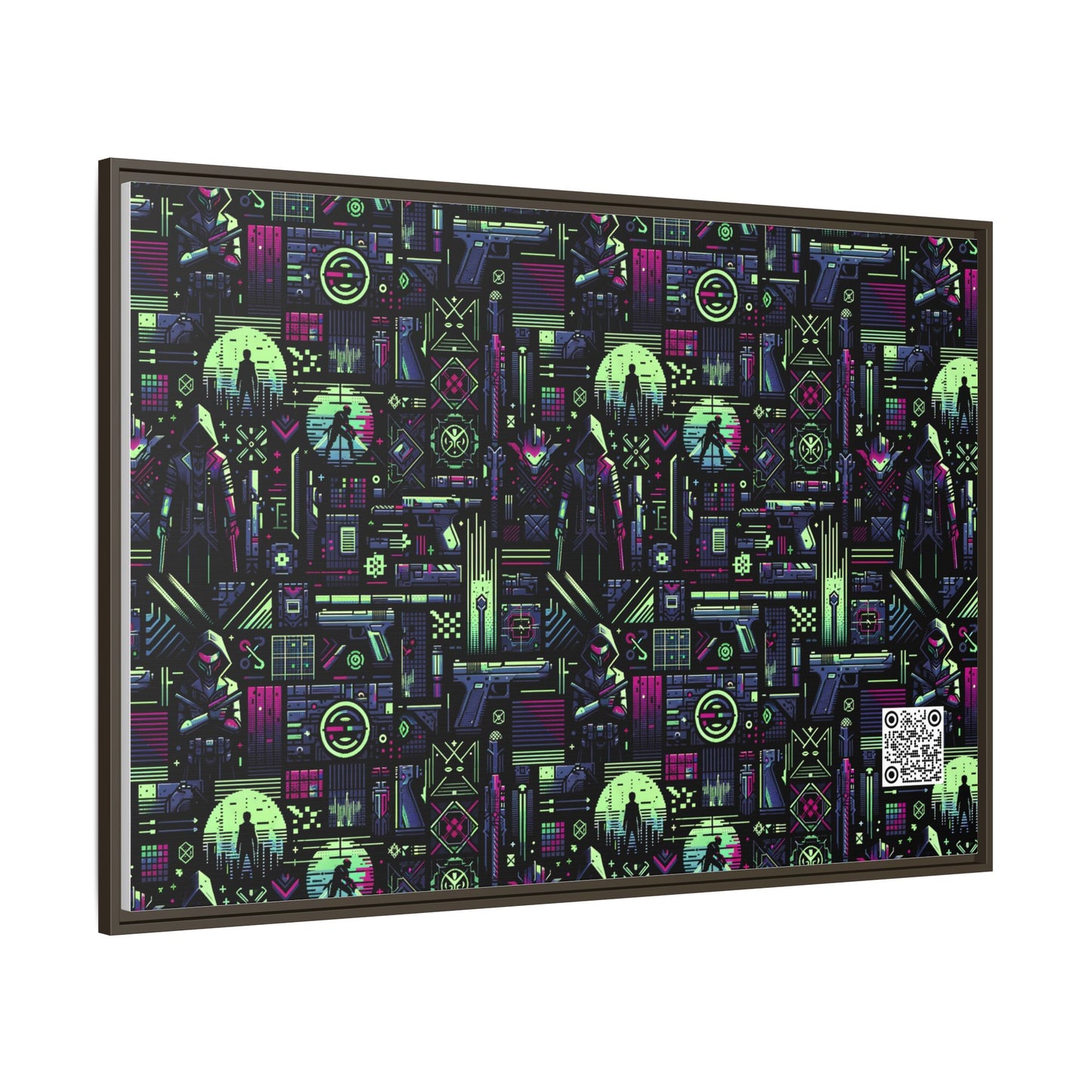 Tech Noir Futuristic Cyberpunk Matte Canvas, Framed (multi-Color) - 8404 Design-63 A