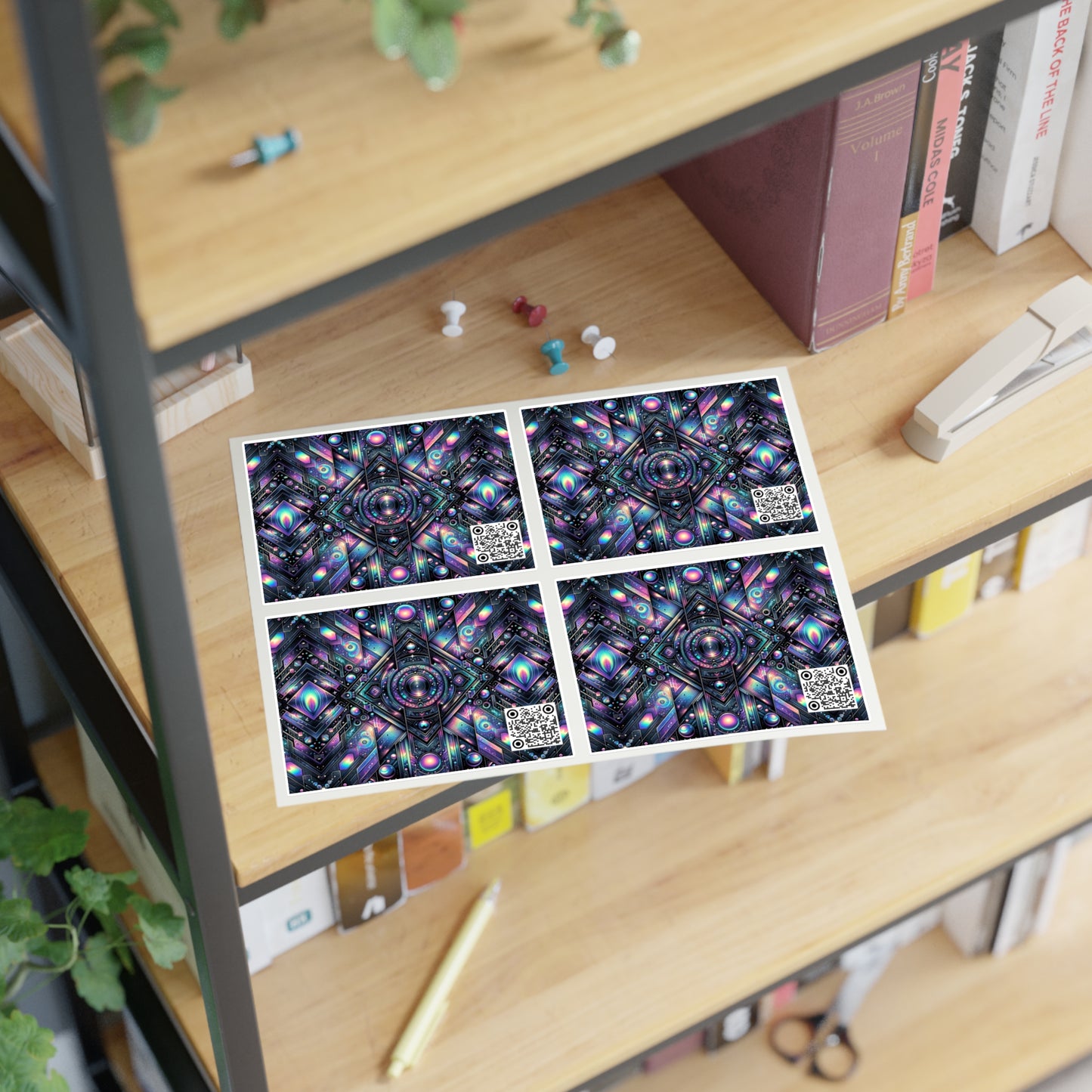 Galactic Hues Tech-Forward Cosmic Fusion Sticker Sheets - 8404 Design-58