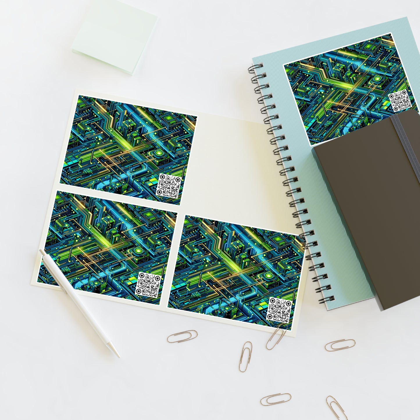 Tech-Infused Neon Tech-Forward Streetwear Sticker Sheets - 8404 Design-54