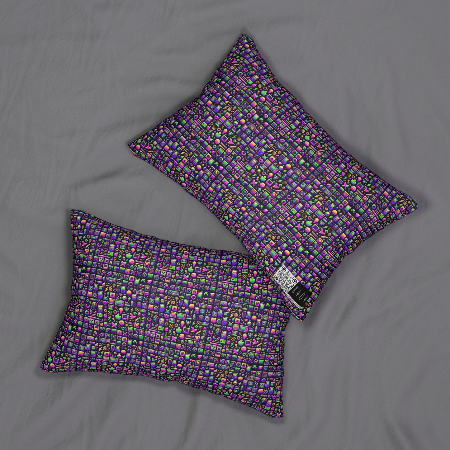 Digital Nostalgia Remix Modern Vintage Fusion Spun Polyester Lumbar Pillow - 8404 Design-49 S