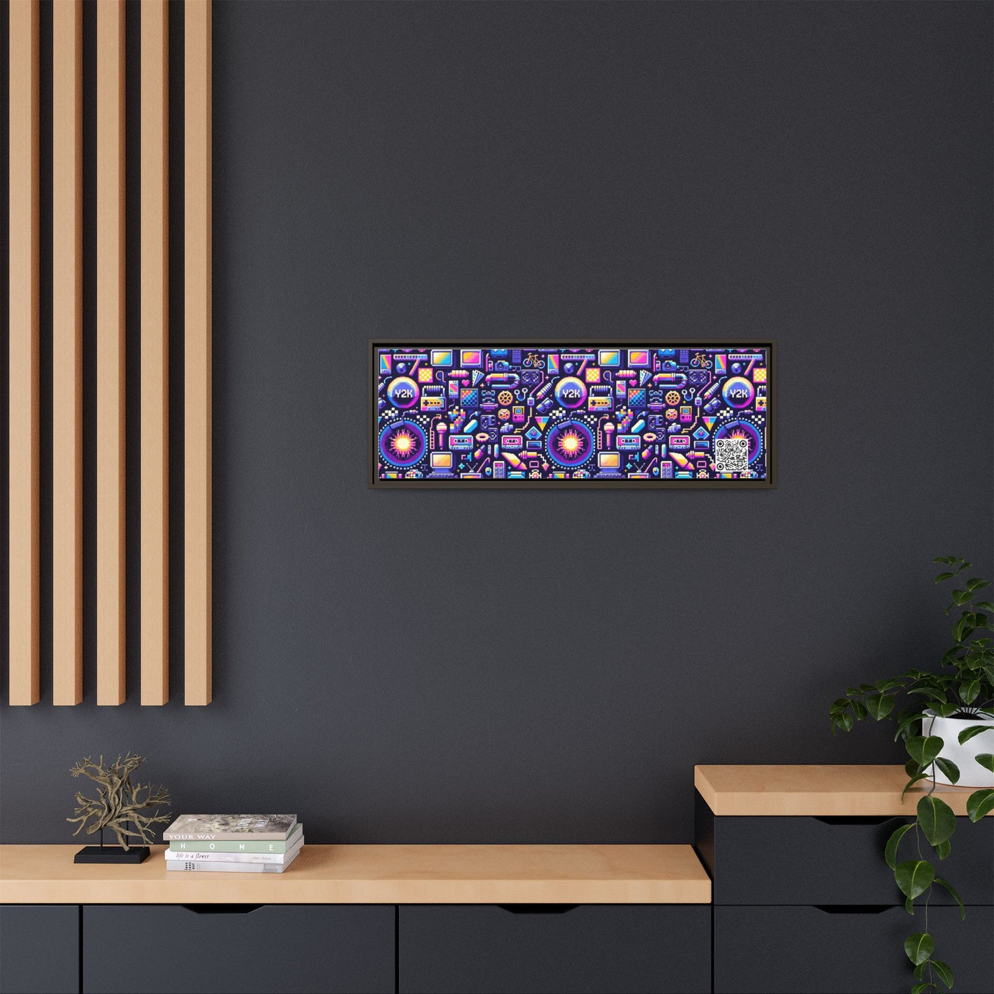 Digital Nostalgia Modern Retro Fusion Matte Canvas, Framed (multi-Color) - 8404 Design-64 B