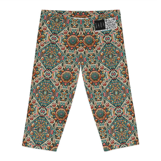 Cultural Fusion Tech Blend of Cultural Heritage With Tech-Inspired Elements Women's Capri Leggings - 8404 Design-74