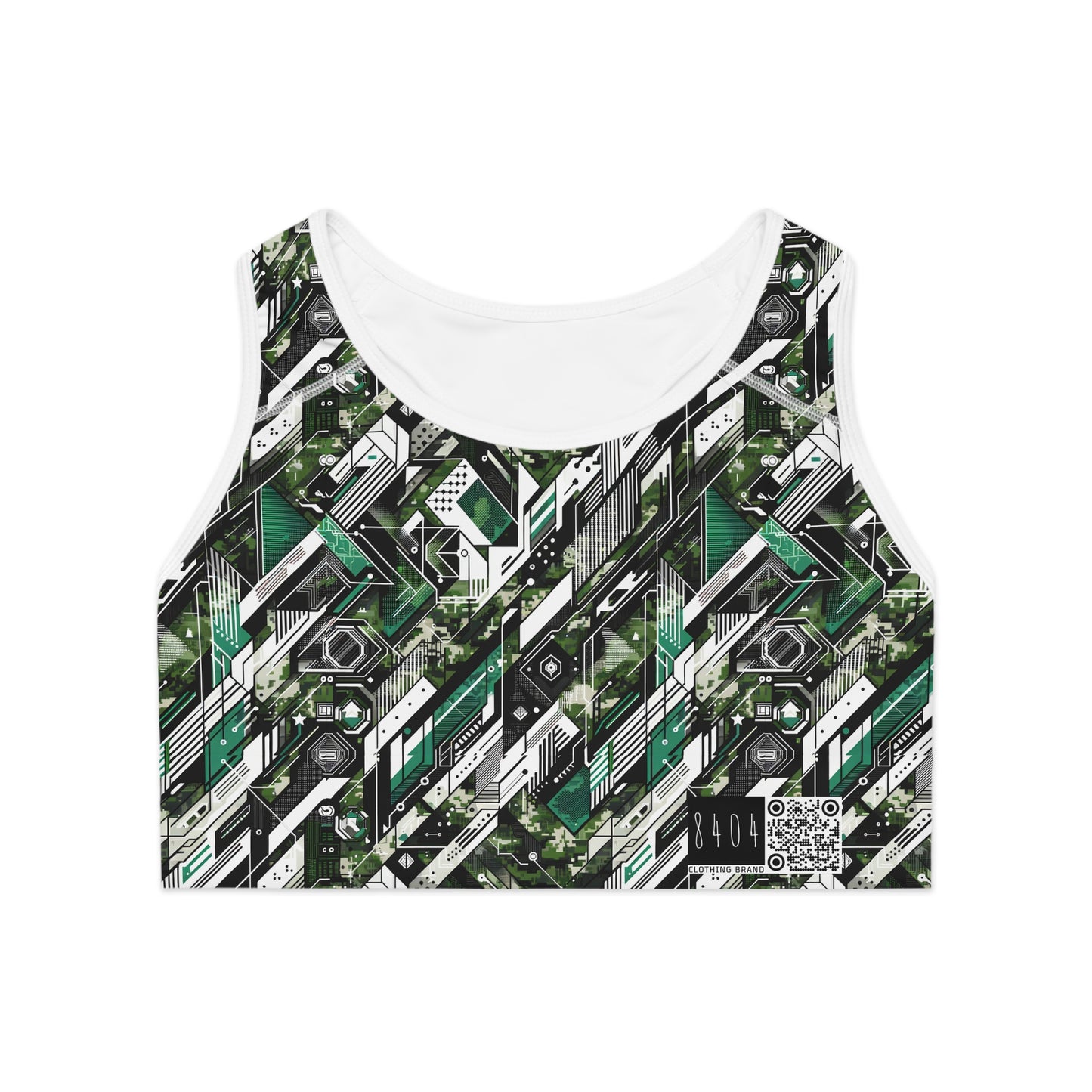Tech Camo Fusion Tech-Forward Streetwear With a Futuristic Edge Sports Bra - 8404 Design-63