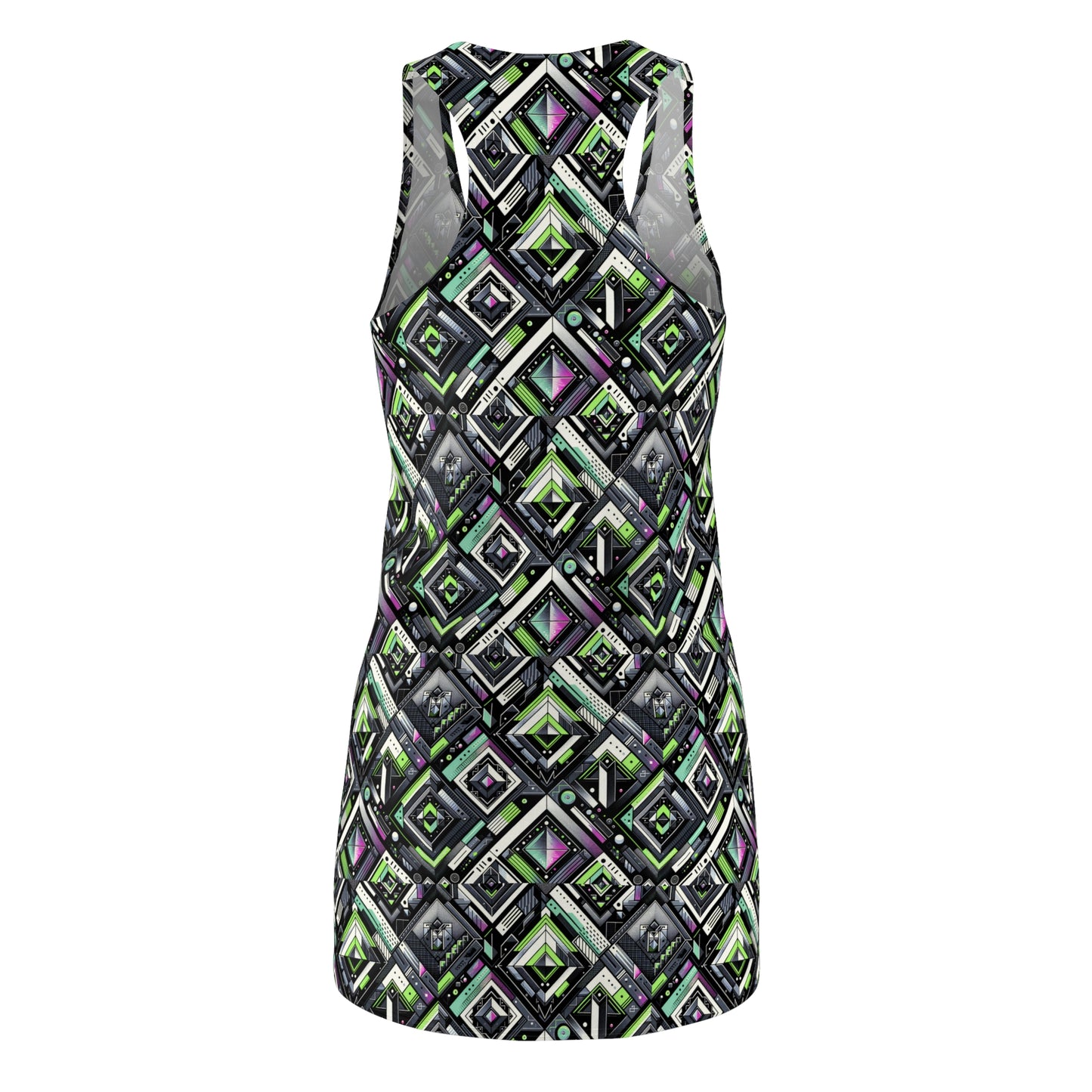 Retro Futurism Graphics Tech-Forward Streetwear Women's Cut & Sew Racerback Dress - 8404 Design-48