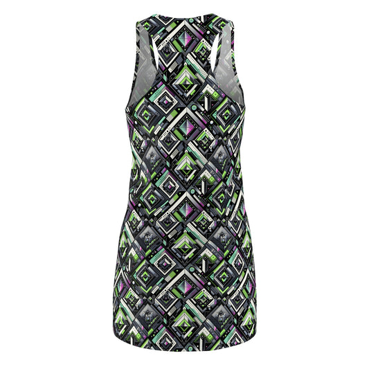 Retro Futurism Graphics Tech-Forward Streetwear Women's Cut & Sew Racerback Dress - 8404 Design-48