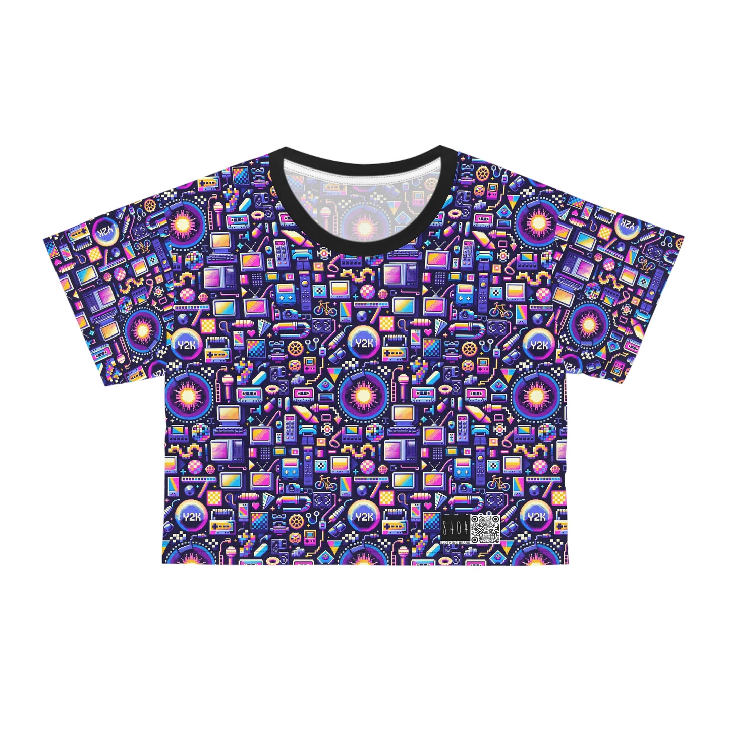 Digital Nostalgia Modern Retro Fusion Crop Tee - 8404 Design-64
