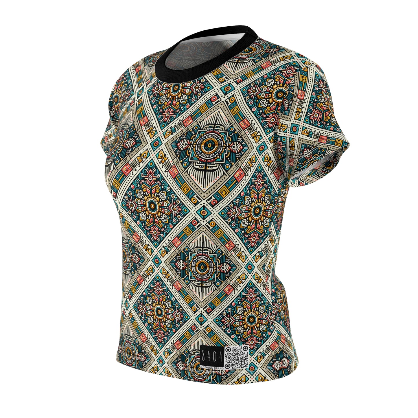Cultural Fusion Tech Blend of Cultural Heritage With Tech-Inspired Elements Women's Cut & Sew Tee - 8404 Design-64